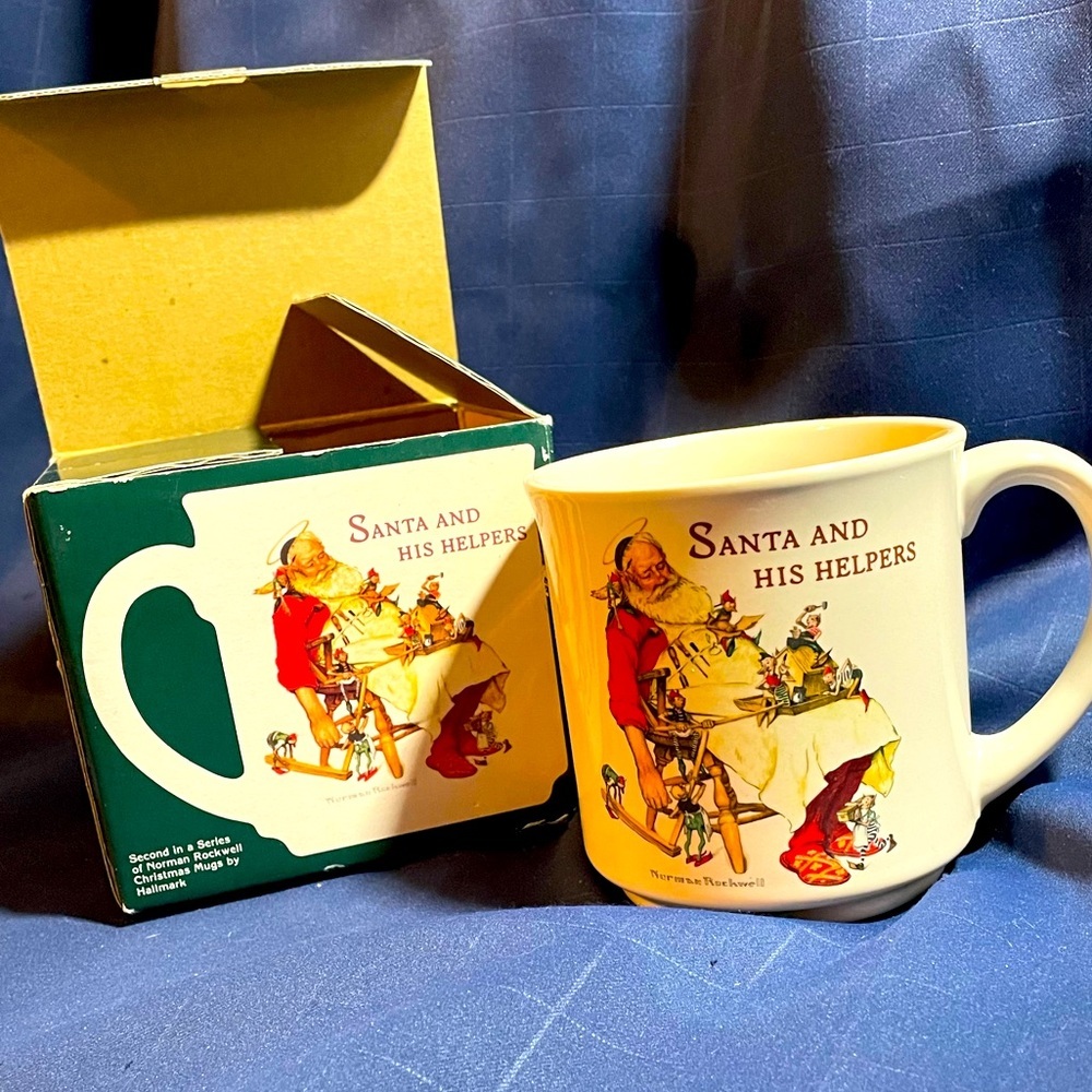 VTG 1988 Hallmark Mugs ‘Santa and his Helpers’ Norman Rockwell holiday mug